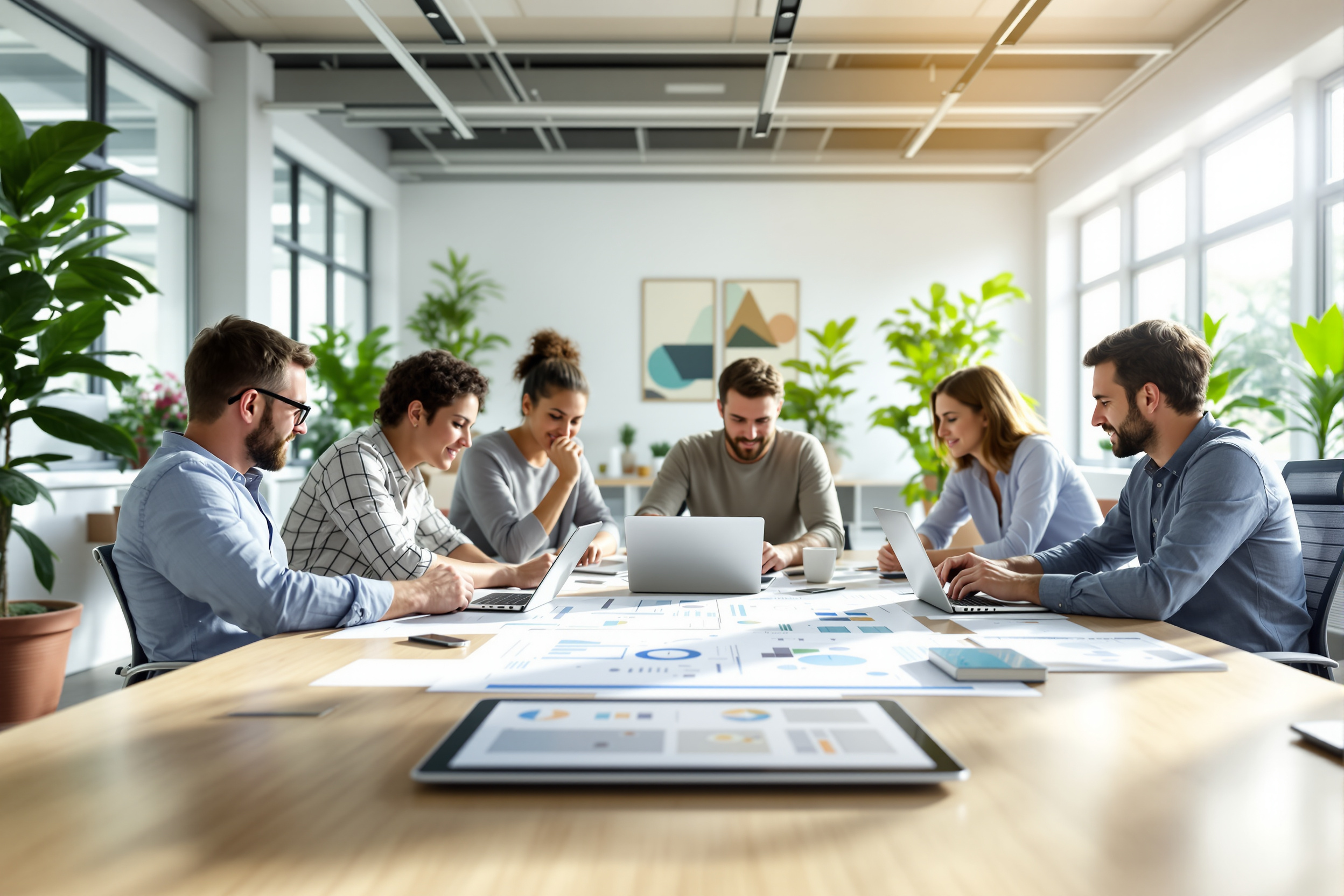Team arbeitet an einer No-Code KI-Plattform
