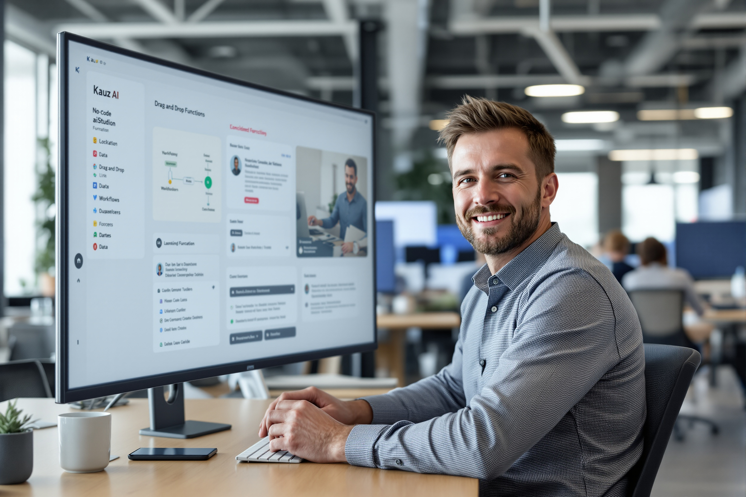 Projektmanager nutzt eine No-Code KI-Plattform zur Automatisierung von Geschäftsprozessen.