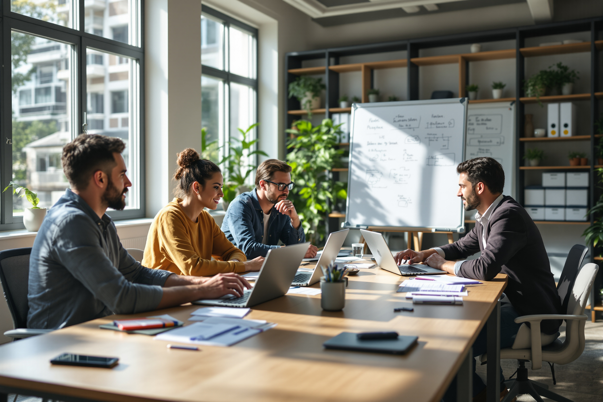 Team arbeitet mit No-Code KI an der Automatisierung von Fallbearbeitung.