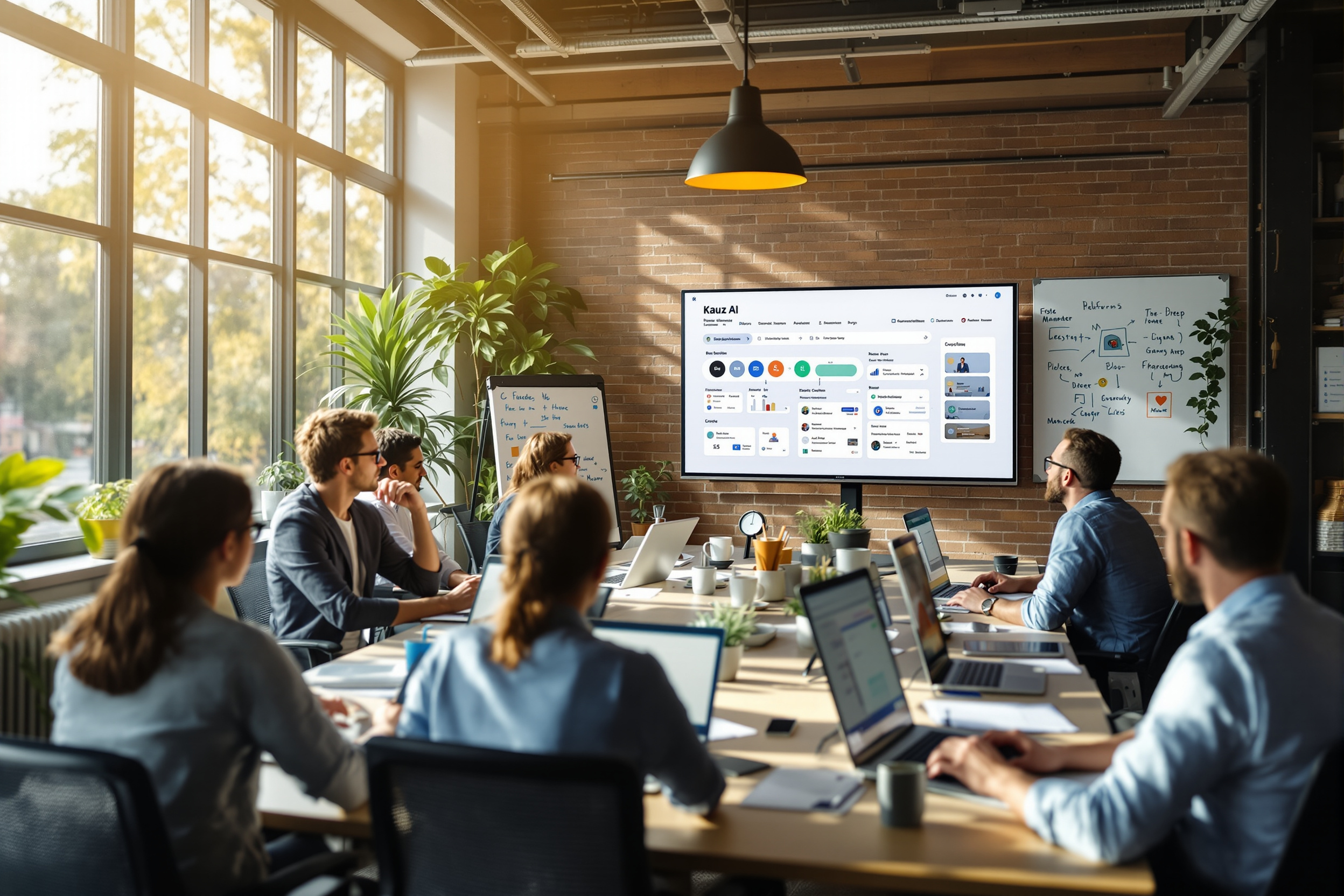 Mitarbeiter nutzen eine No-Code Plattform zur Workflow-Automatisierung in einem modernen Büro.