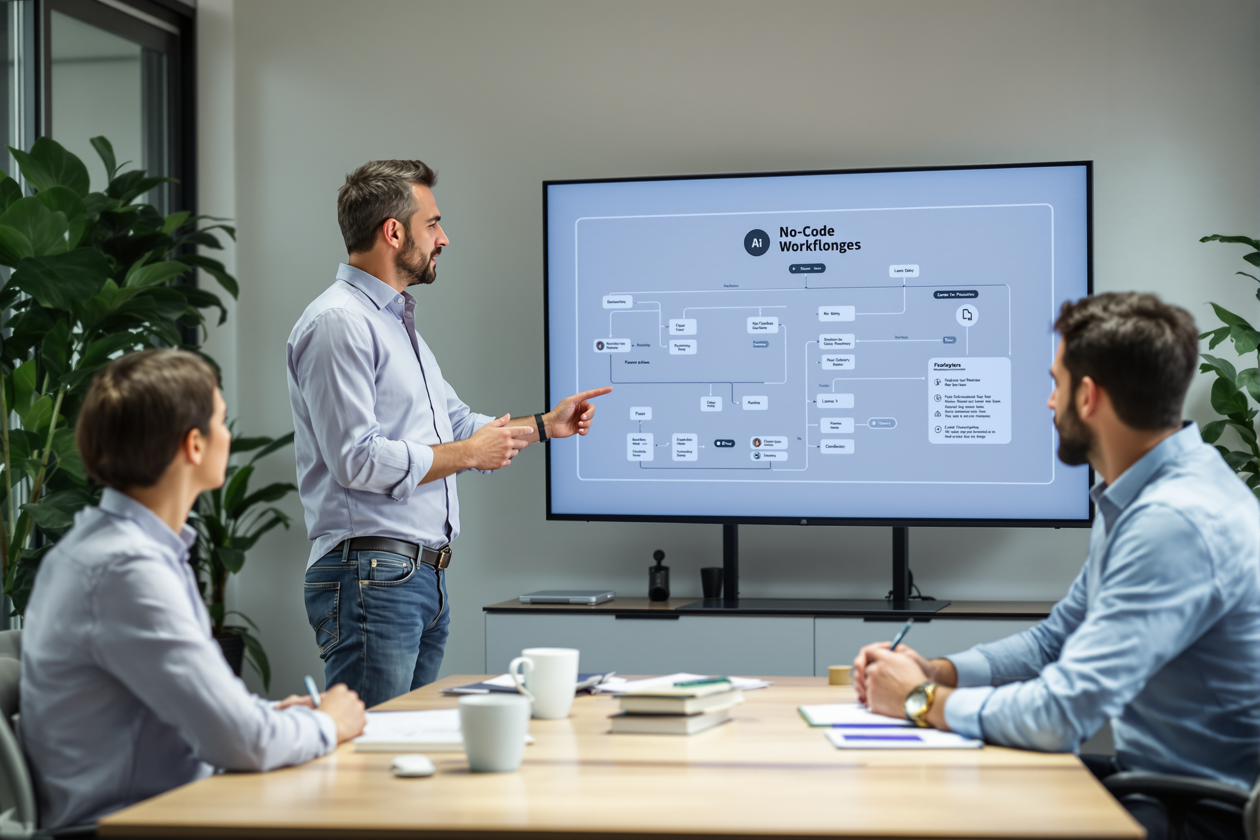 IT-Fachkraft demonstriert Fehlerbehebung in No-Code-Workflow.