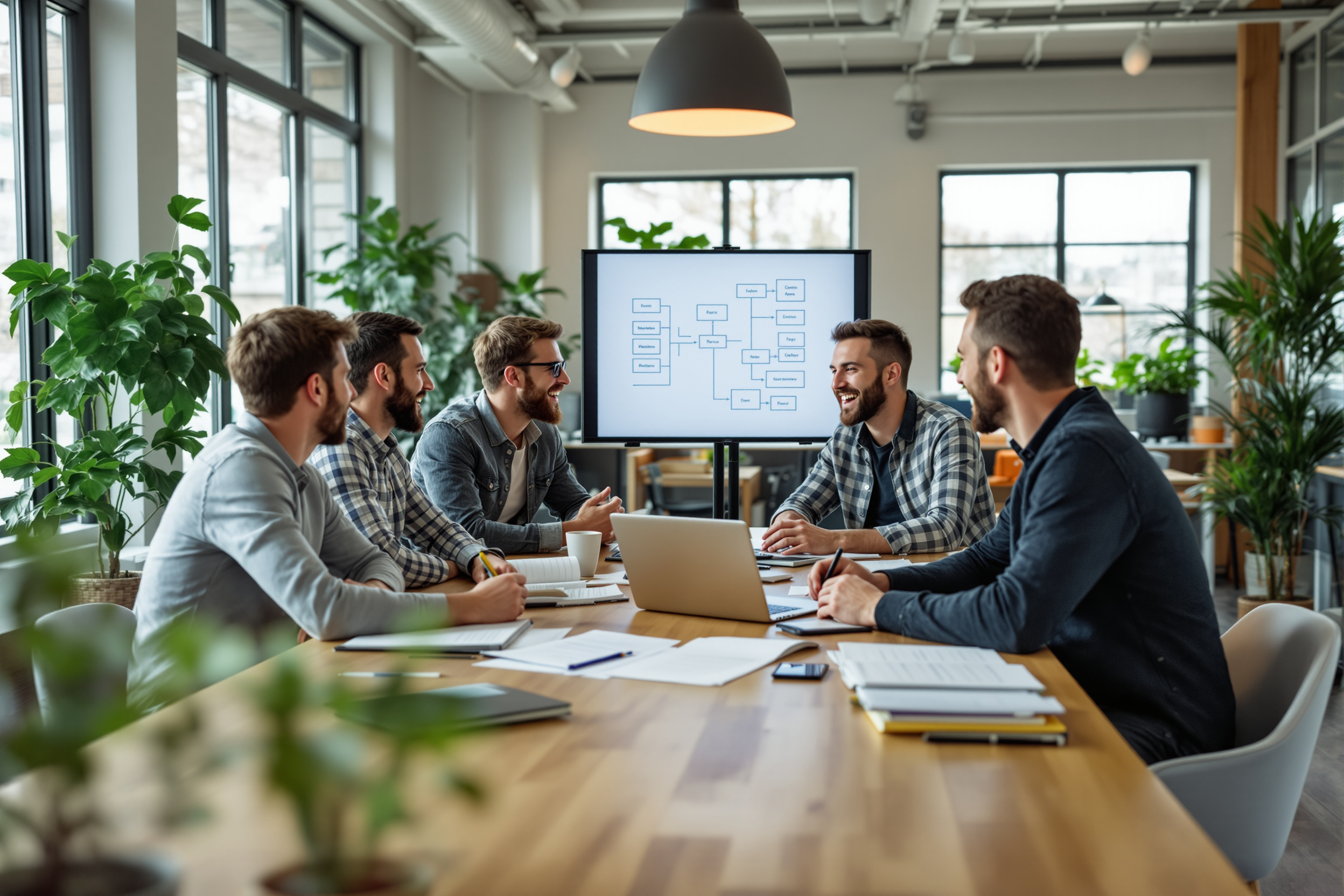 Team arbeitet gemeinsam an der Automatisierung von Geschäftsprozessen.
