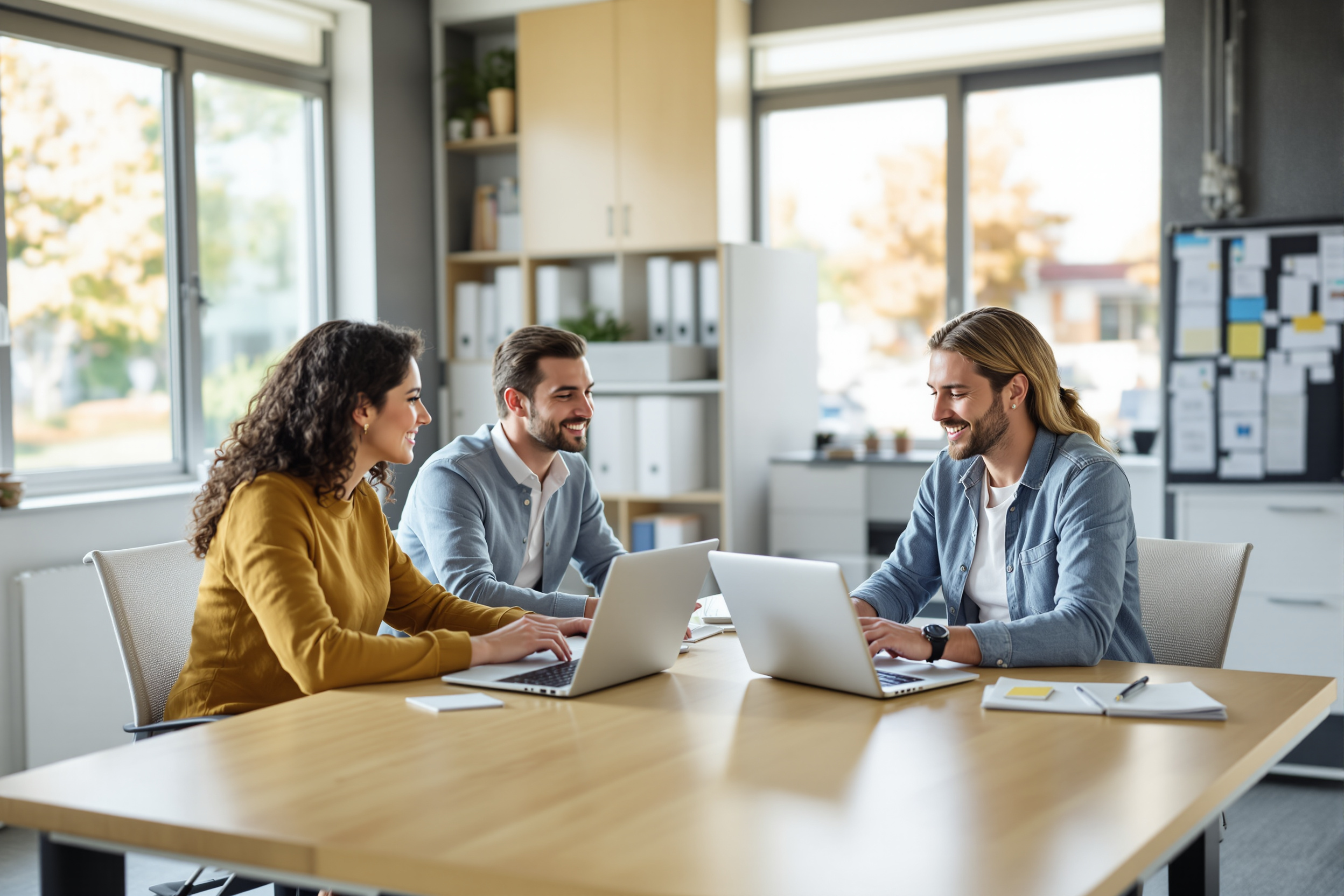 Team arbeitet mit No-Code KI-Plattform an einem Projekt.