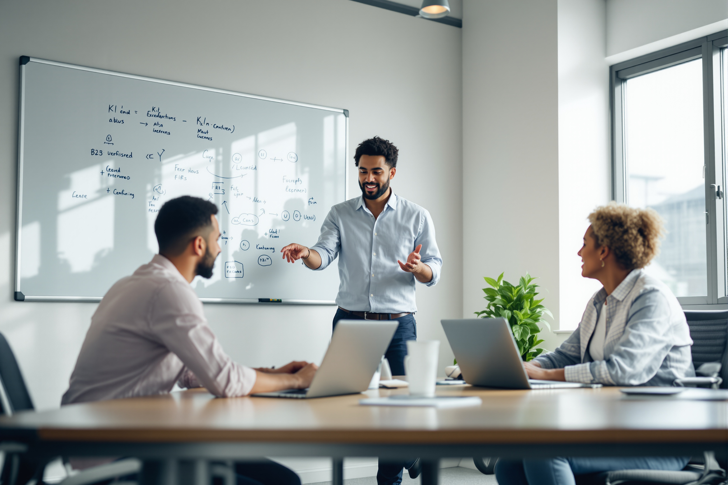 B2B-Vertriebsteam nutzt KI zur Kundeninteraktion in einem modernen Büro.