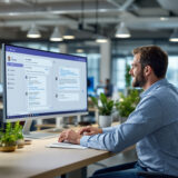 Mitarbeiter nutzt KI-Chatbot in Microsoft Teams für den Support.