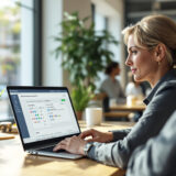 Shopware Benutzeroberfläche mit No-Code KI-Editor in modernem Büro.