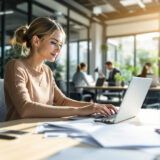 KI-gestützte Rechnungsverarbeitung mit DATEV Integration im modernen Büro.