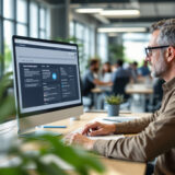 Mitarbeiter entwickelt KI-System mit No-Code-Plattform.