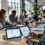 Büroszene mit Mitarbeitern