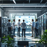 IT-Team verbindet On-Premise-Datenquellen in einem modernen Serverraum.