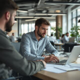 Mitarbeiter nutzt No-Code-Plattform von Kauz AI zur KI-Task-Automatisierung im Büro.