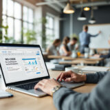 No-Code Plattform zur Erstellung von KI-Lösungen an einem modernen Arbeitsplatz.