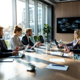 Juristen arbeiten gemeinsam an juristischen Analysen mit Hilfe von Tablets und Laptops in einem modernen Büro.