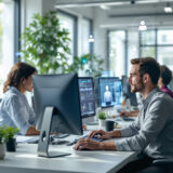 Mitarbeiter arbeiten in einem modernen Büro