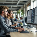 Diskussion über Chatbots und Agentic AI in einem modernen Büro.