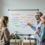 Menschen arbeiten gemeinsam an einem Whiteboard