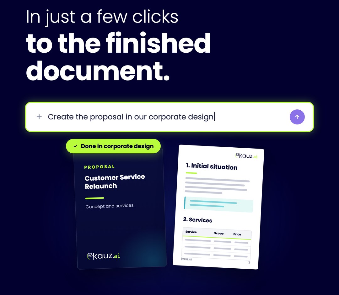 A finished document in just a few clicks: the task becomes a proposal in corporate design.